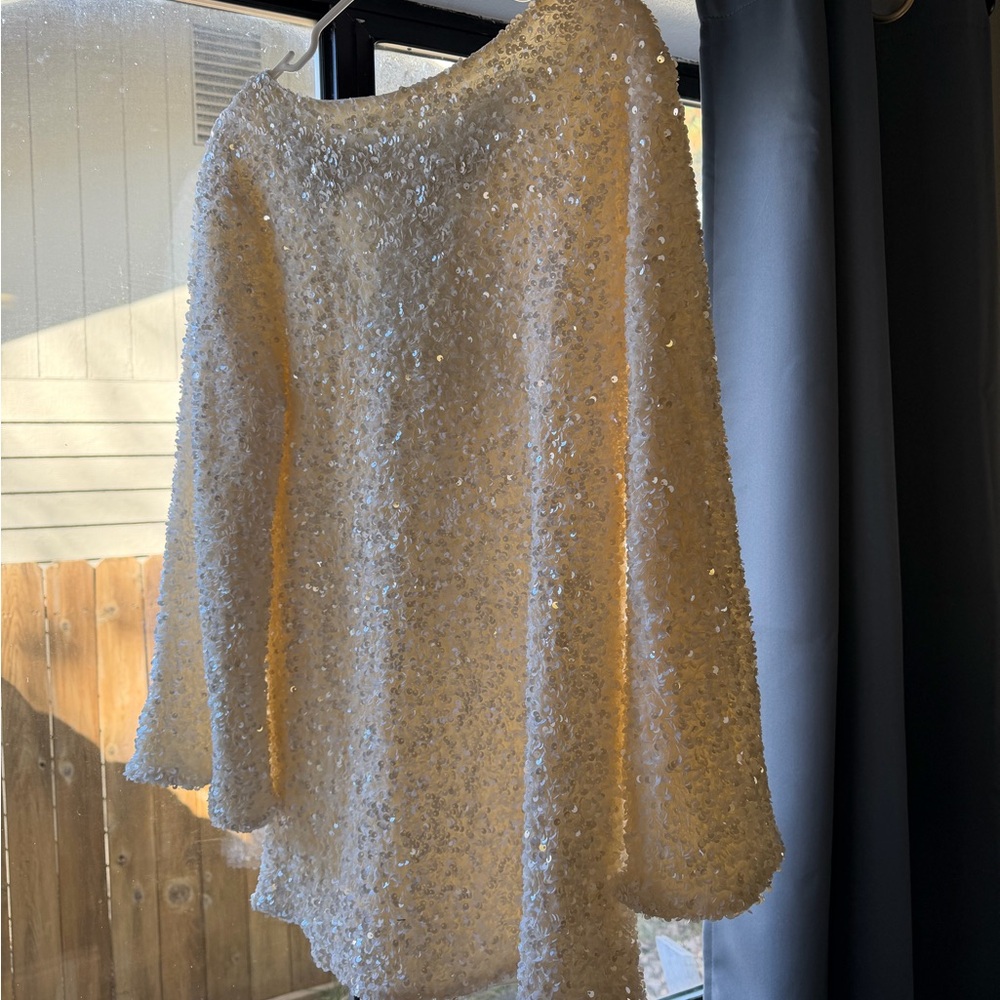 Ivory Sequin Oversized Sweater